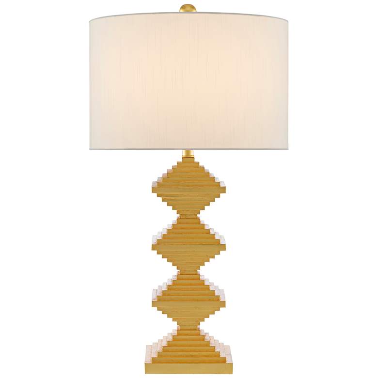 Image 1 Currey and Company Pelor Contemporary Gold Leaf Table Lamp