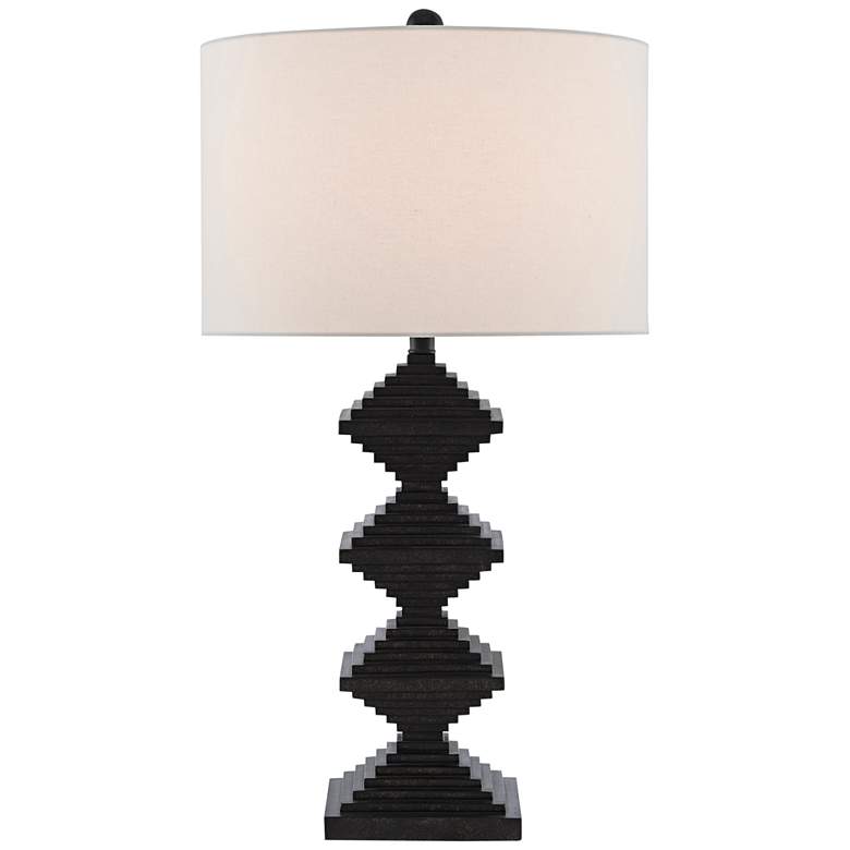 Image 1 Currey and Company Pelor Mole Black Rhombus Table Lamp