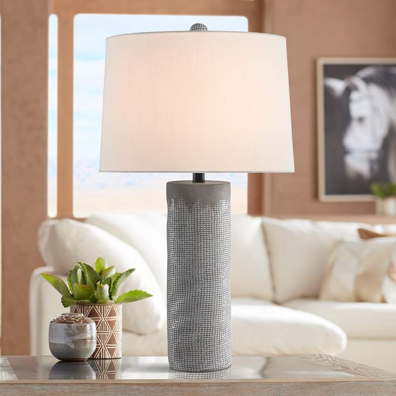 Image 1 Currey and Company Perla Concrete Column Table Lamp