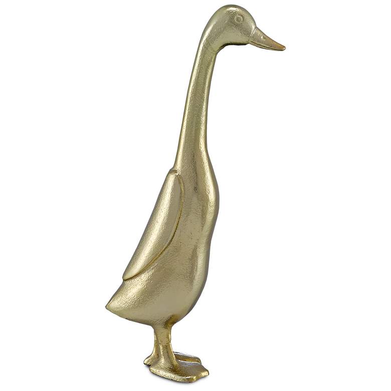 Image 1 Currey and Company Perri Gold 13 3/4" High Duck Figurine