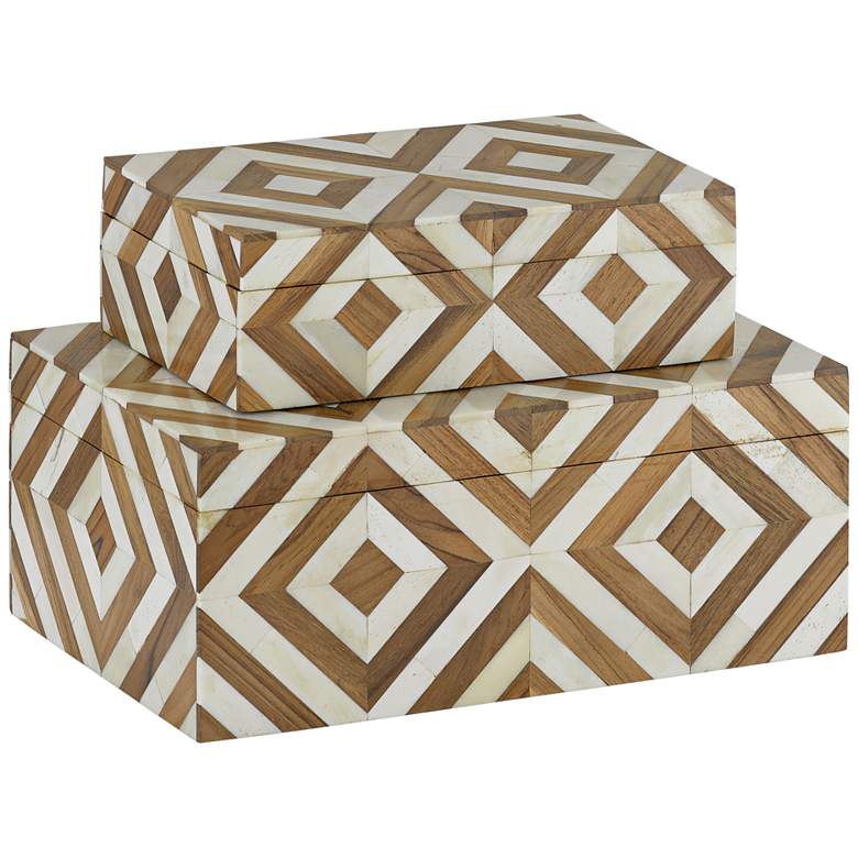 Image 1 Currey and Company Persian Natural and Wood Boxes Set of 2