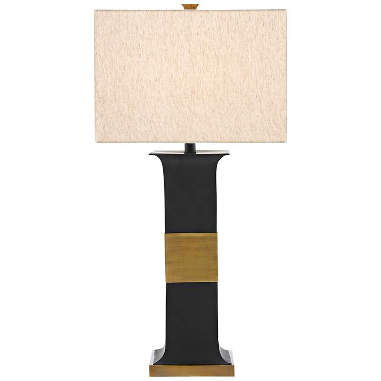 Image 1 Currey and Company Petrole Black Metal Column Table Lamp