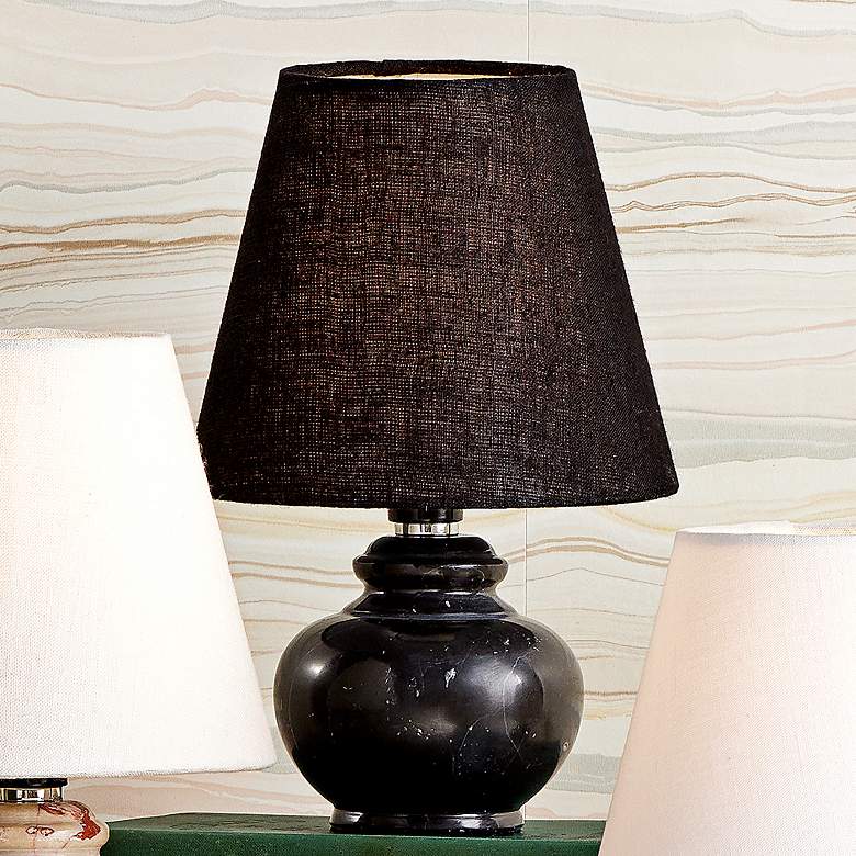 Image 1 Currey and Company Piccolo 9" High Black Marble Mini Accent Table Lamp