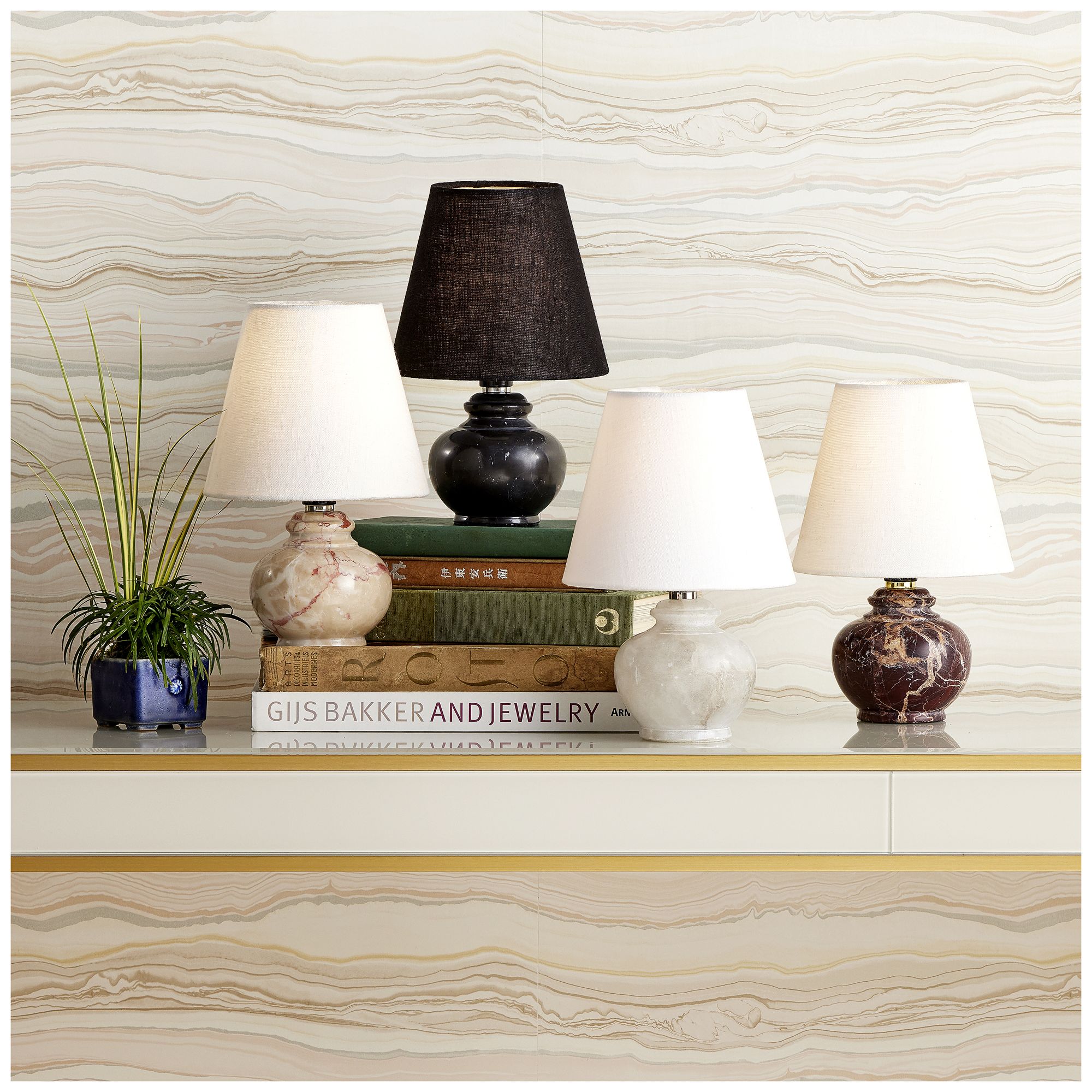 Currey and Company Piccolo 9" High Brown Marble Mini Accent Table Lamp