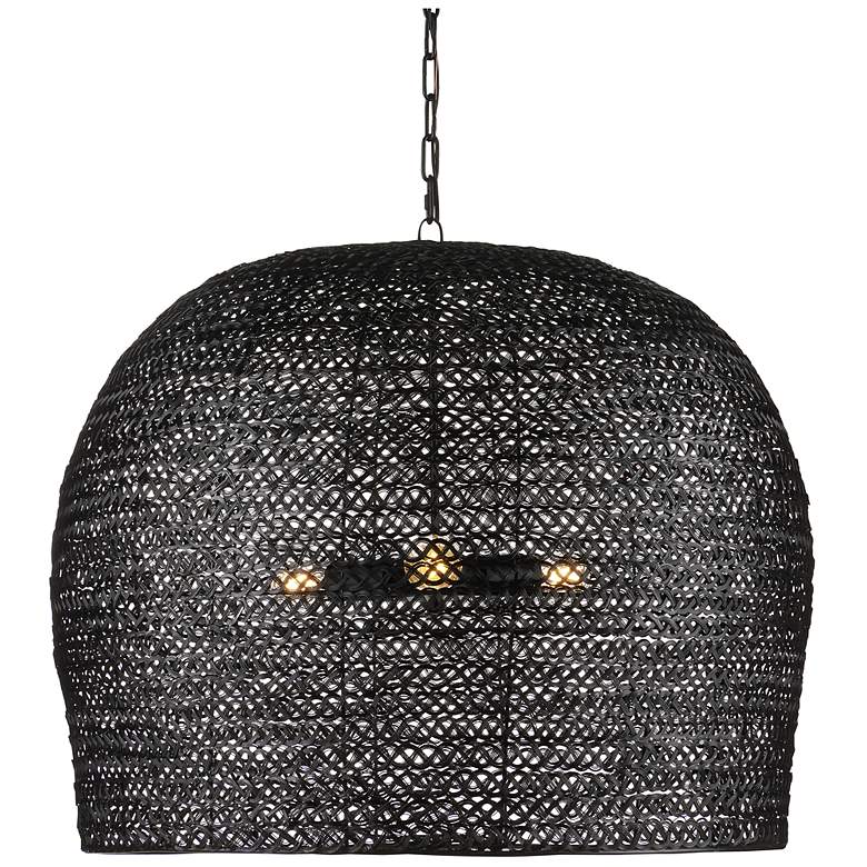 Image 1 Currey & Company Piero 31 1/2"W Satin Black 3-Light Pendant