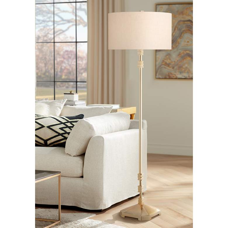 Image 1 Currey &amp; Company Pilare 64 inch  Shiny Gold Floor Lamp