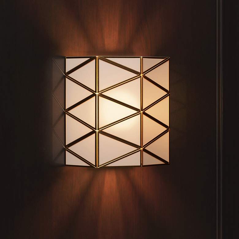 Image 1 Currey & Company Polyhedron 12"H Antique Brass Wall Sconce