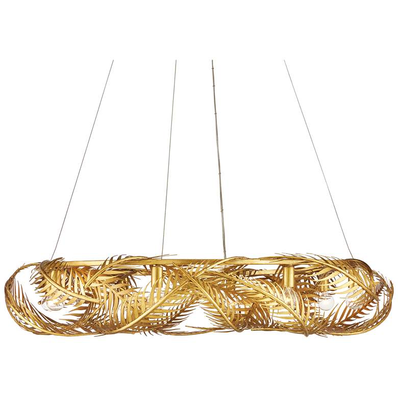 Image 1 Currey &amp; Company Queenbee 42 inch Wide Gold Palm Ring Chandelier