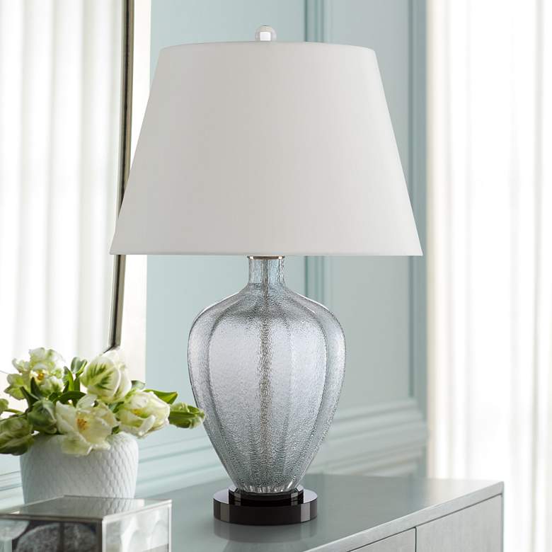 Image 1 Currey and Company Radix Pale Blue Glass Table Lamp