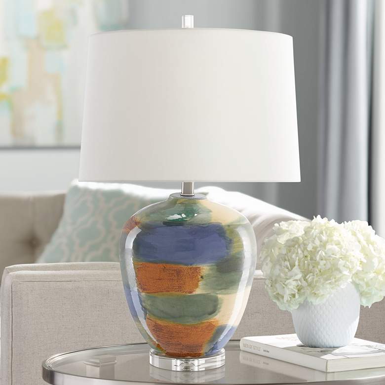 Image 1 Currey &amp; Company Rainbow Multi-Color Porcelain Table Lamp