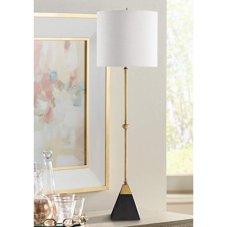 Image 1 Currey and Company Recluse Brass with Black Table Lamp