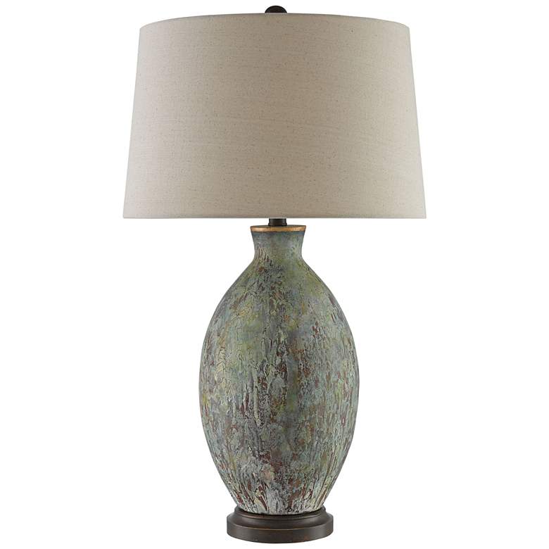 Image 2 Currey &amp; Company Remi 30 inch High Green Drip-Bronze Ceramic Lamp more views