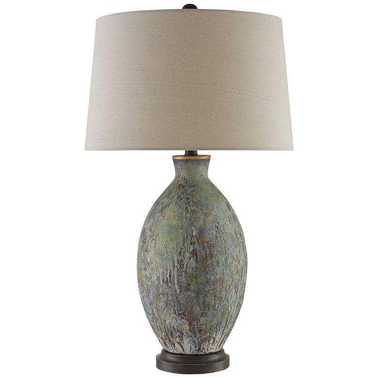 Image 2 Currey & Company Remi 30" High Green Drip-Bronze Ceramic Lamp more views