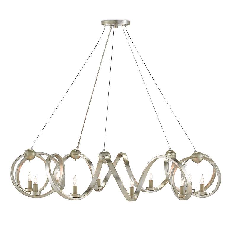 Image 1 Currey and Company Ringmaster 46" Modern Silver Loop Ring Chandelier