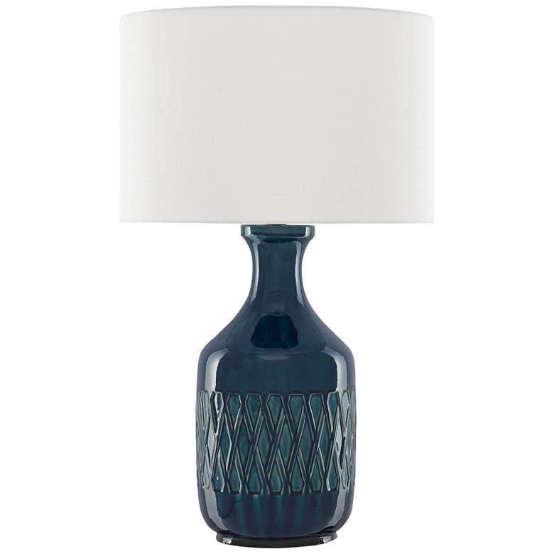 Image 1 Currey & Company Samba 29 1/4" Silk and Ocean Blue Ceramic Lamp