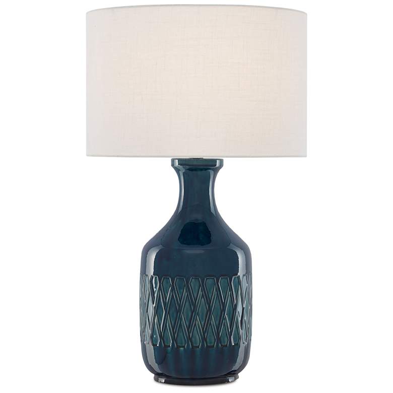 Image 3 Currey & Company Samba 29 1/4" Silk and Ocean Blue Ceramic Lamp more views