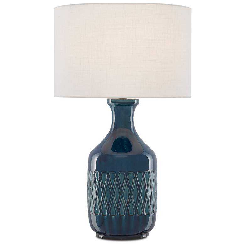 Image 4 Currey & Company Samba 29 1/4" Silk and Ocean Blue Ceramic Lamp more views