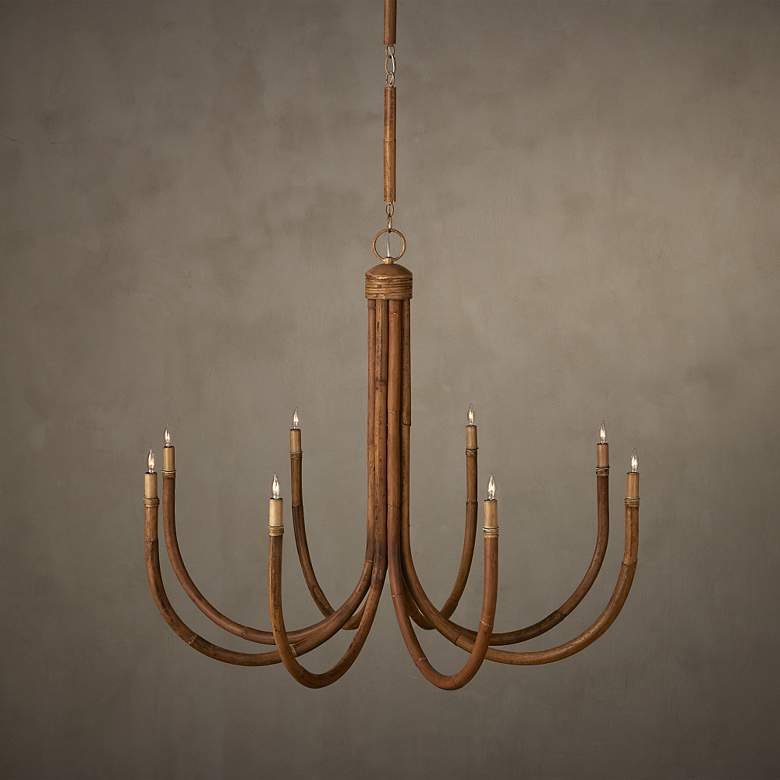 Image 1 Currey & Company Samsara 42 1/2"W 8-Light Rattan Chandelier