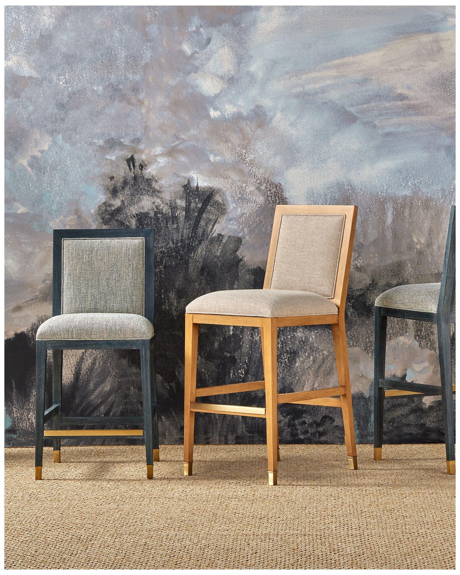 Currey & Company Santos Upholstered Sea Sand Bar Stool