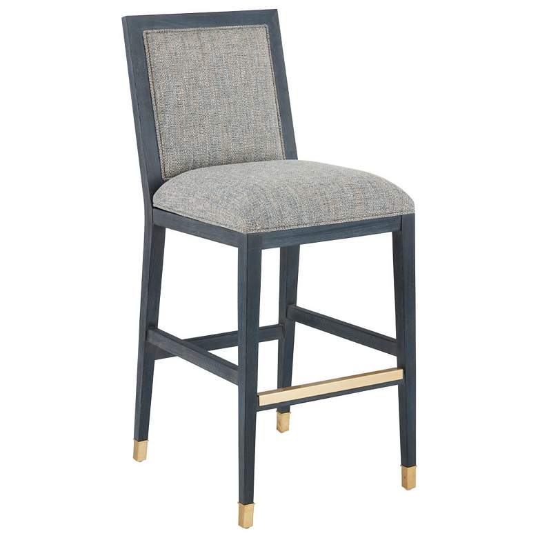 Image 1 Currey & Company Santos Upholstered Vintage Navy Bar Stool