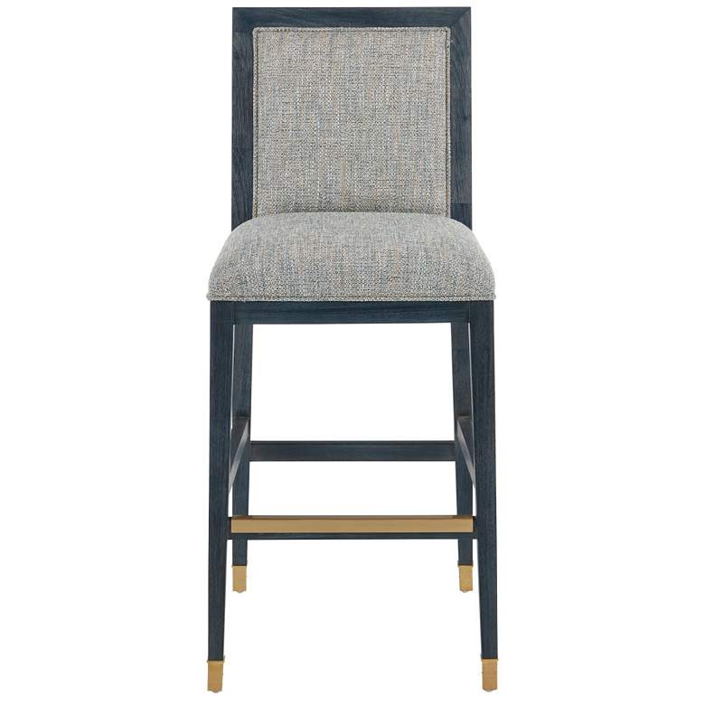 Image 6 Currey & Company Santos Upholstered Vintage Navy Bar Stool more views