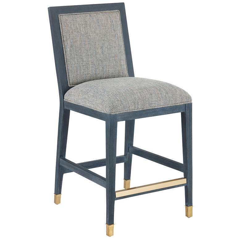 Image 1 Currey & Company Santos Upholstered Vintage Navy Counter Stool