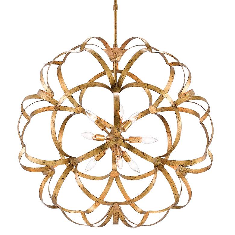Image 2 Currey & Company Sappho 33 1/2" 9-Light Gold Leaf Orb Chandelier
