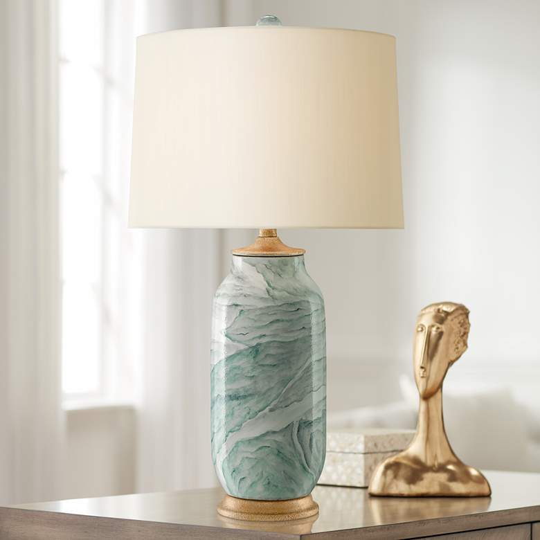 Image 1 Currey & Company Sarcelle Sea Foam Terracotta Table Lamp