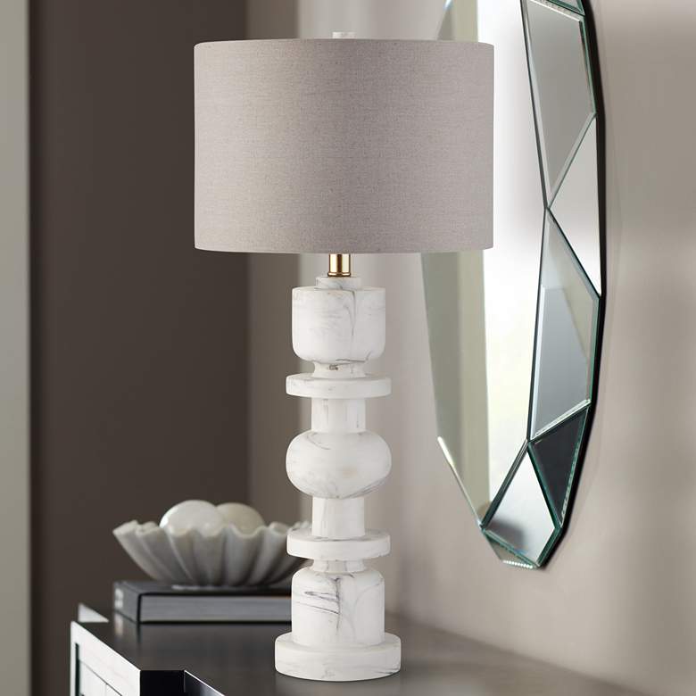 Image 1 Currey &amp; Company Sasha White Column Table Lamp