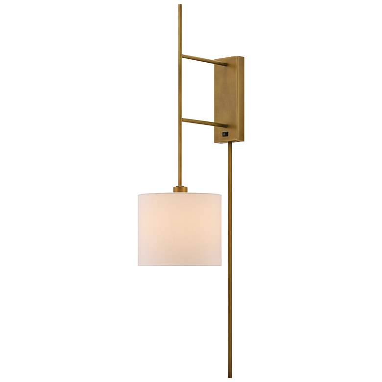 Image 1 Currey and Company Savill Antique Brass Plug-In Wall Lamp