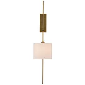 Image2 of Currey and Company Savill Antique Brass Plug-In Wall Lamp more views