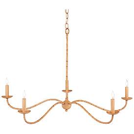 Image3 of Currey & Company Saxon 33 1/4" Natural Rattan 5-Light Chandelier more views