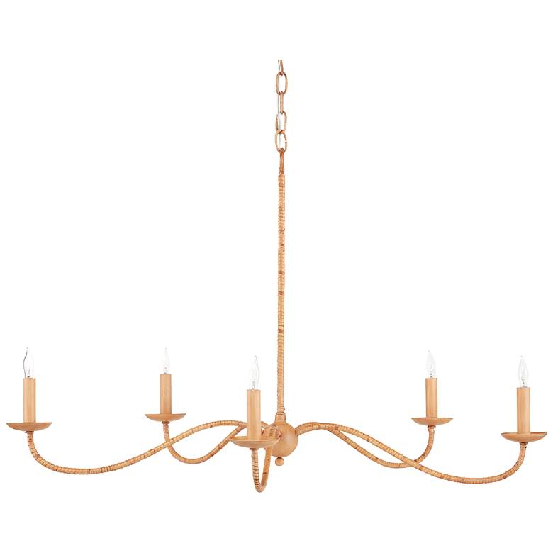 Image 5 Currey & Company Saxon 33 1/4" Natural Rattan 5-Light Chandelier more views