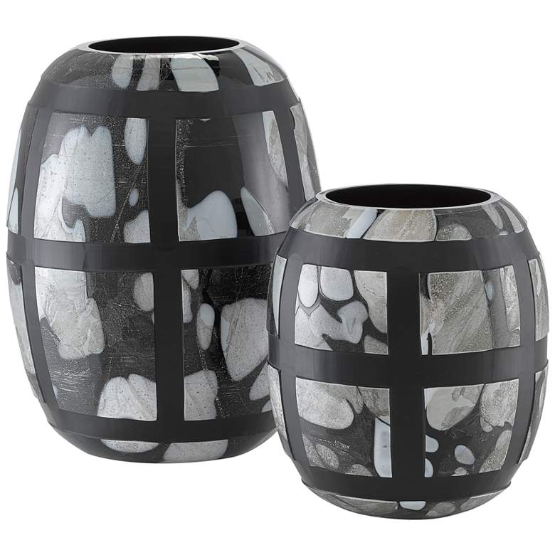 Image 1 Currey and Company Schiappa Black Glass Vases Set of 2