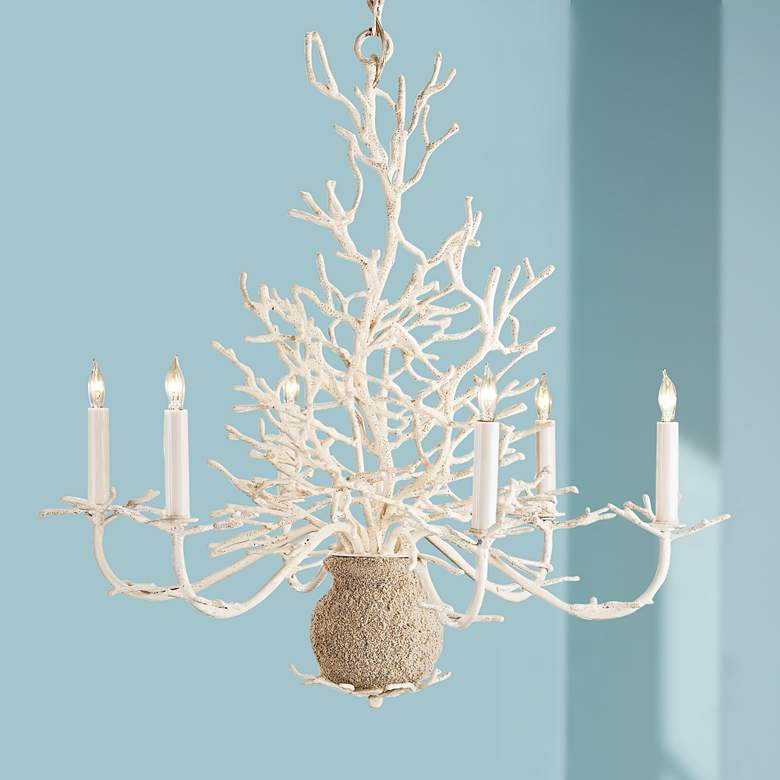 Image 1 Currey &amp; Company Seaward 29 inch Wide White Sand Chandelier