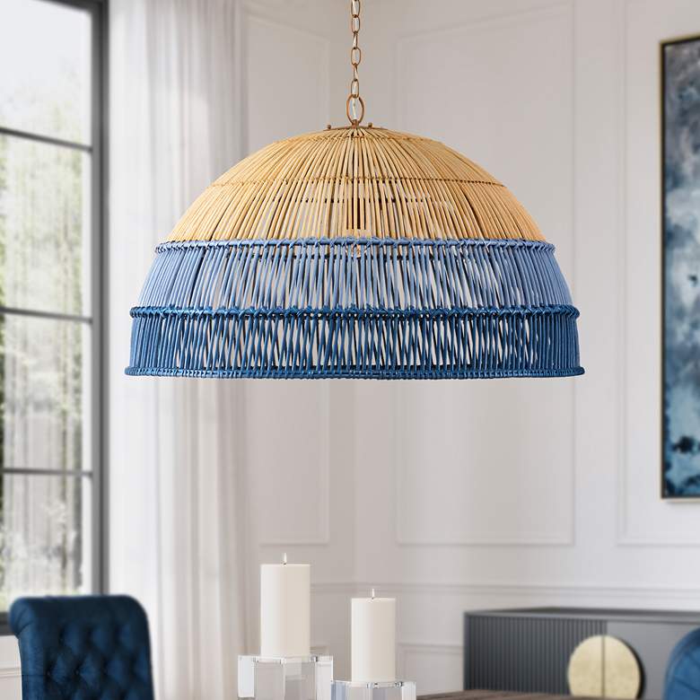 Image 1 Currey & Company Senjyo 36 1/4" Wide Khaki Pendant Light