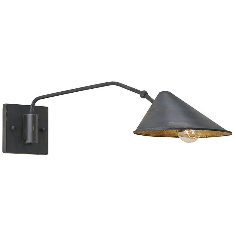 Image 1 Currey & Company Serpa Black Single Swing-Arm Wall Sconce