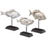 Currey &amp; Company Silver Fish 13 3/4" Wide Statues Set of 3