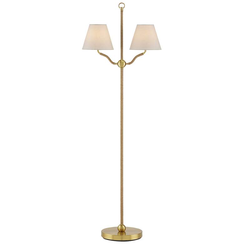 Image 1 Currey & Company Sirocco 56" 2-Light Metal and Jute Floor Lamp