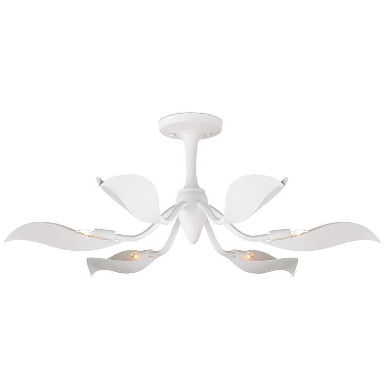 Image 1 Currey & Company Snowflower 36" White 6-Light Semi-Flush Mount