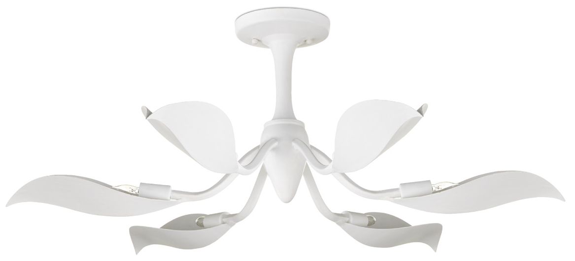 Image 4 Currey & Company Snowflower 36" White 6-Light Semi-Flush Mount more views