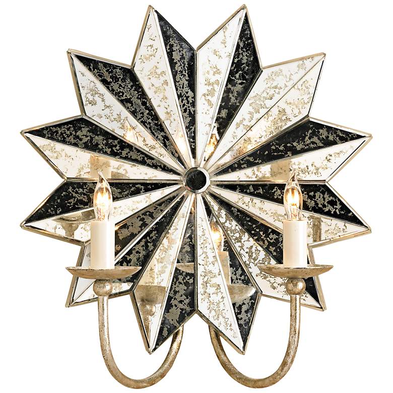 Image 1 Currey and Company Starburst 15 inch High Silver Wall Sconce