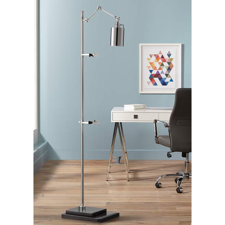 Image 1 Currey and Company Strada Polished Nickel Floor Lamp