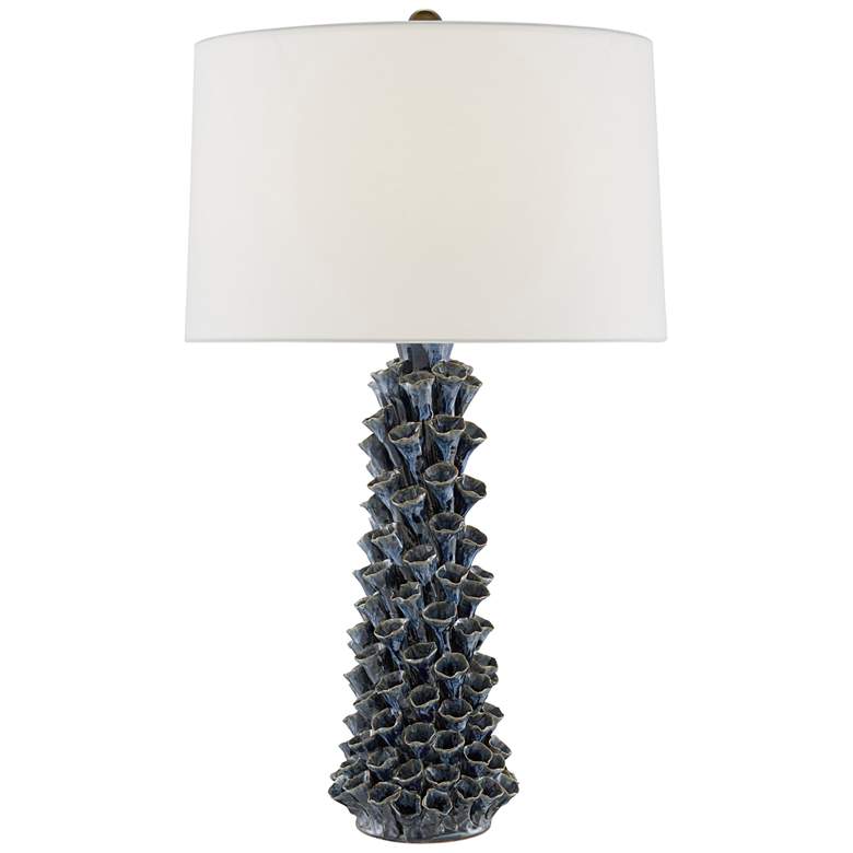 Image 2 Currey &amp; Company Sunken Blue Drip Glaze Ceramic Table Lamp