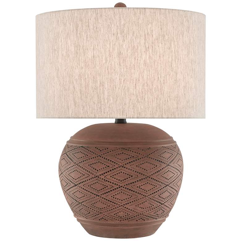 Image 1 Currey and Company Sunningdale Red Wood Basket Table Lamp
