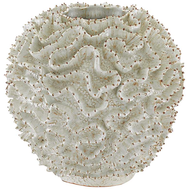 Image 1 Currey & Company Swirl White and Gold 10"H Ceramic Vase