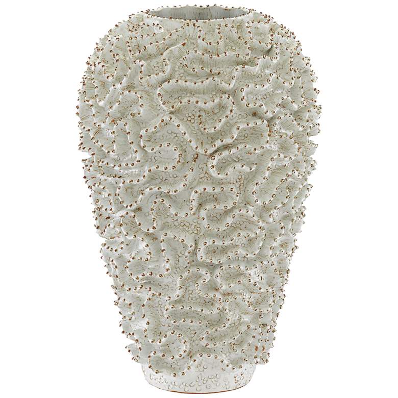Image 1 Currey & Company Swirl White and Gold 17"H Ceramic Vase