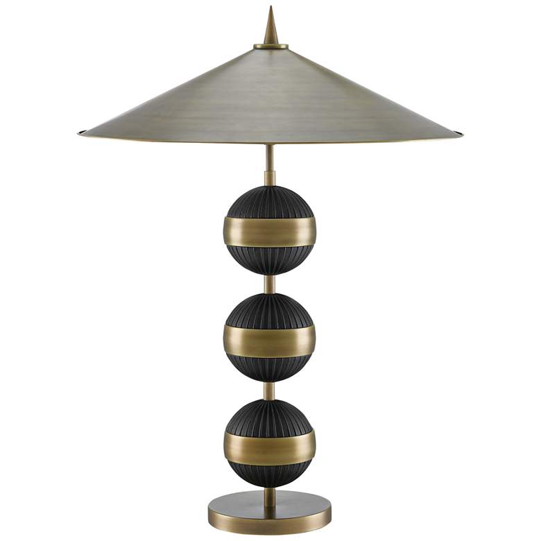 Image 1 Currey and Company Tamboo Antique Brass and Black Table Lamp
