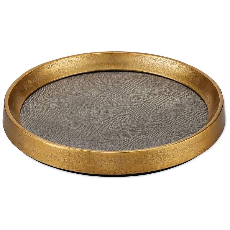 Image 1 Currey & Company Tanay Antique Brass Round Tray