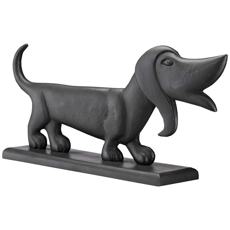 Image 1 Currey and Company Teckel 19" Wide Black Dog Sculpture